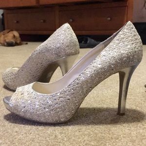 Sparkly gold and silver heels